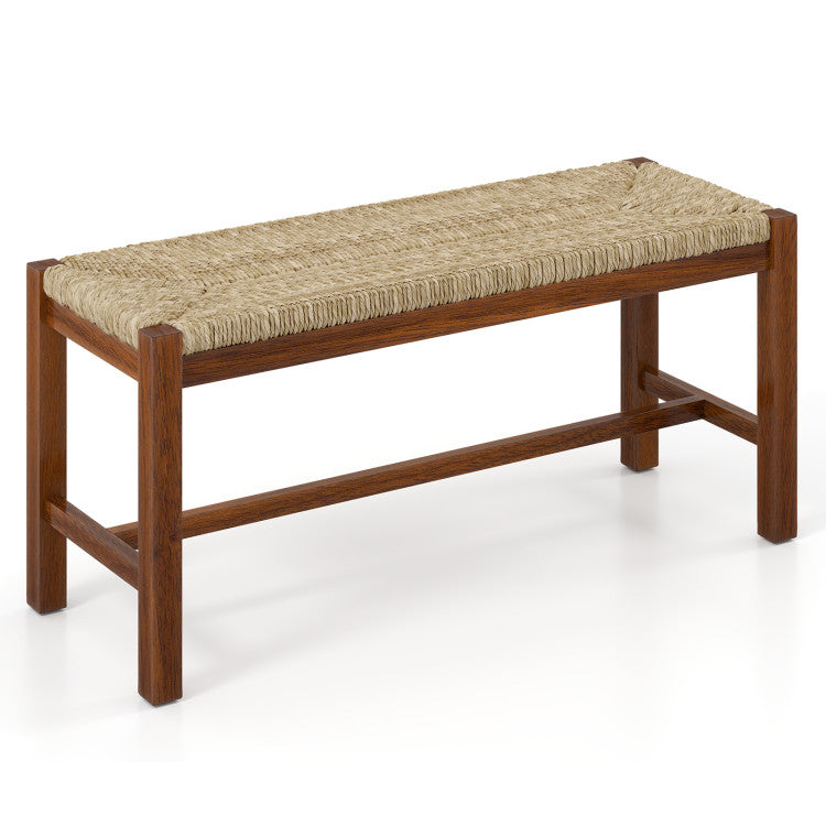 40 Inch Long Wood Bench with Solid Rubber Wood Frame