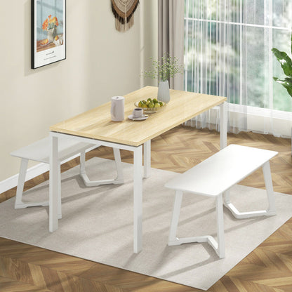 42 Inch Modern Entryway Bench Long Dining Bench with Rubber Wood Legs