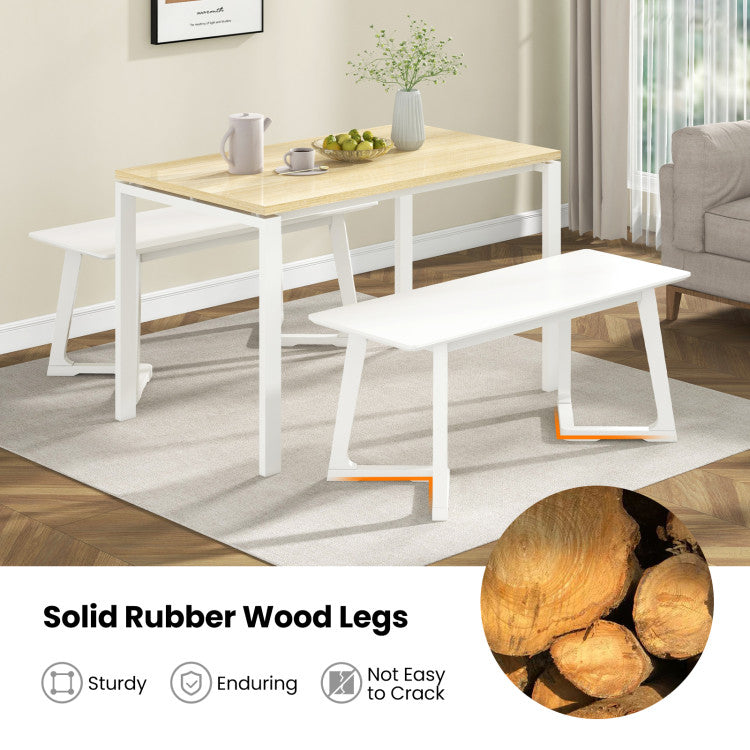 42 Inch Modern Entryway Bench Long Dining Bench with Rubber Wood Legs