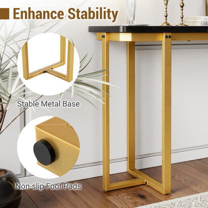 42 Inches Modern Faux Marble Entryway Table with Geometric Metal Frame