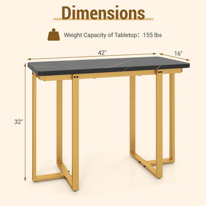 42 Inches Modern Faux Marble Entryway Table with Geometric Metal Frame