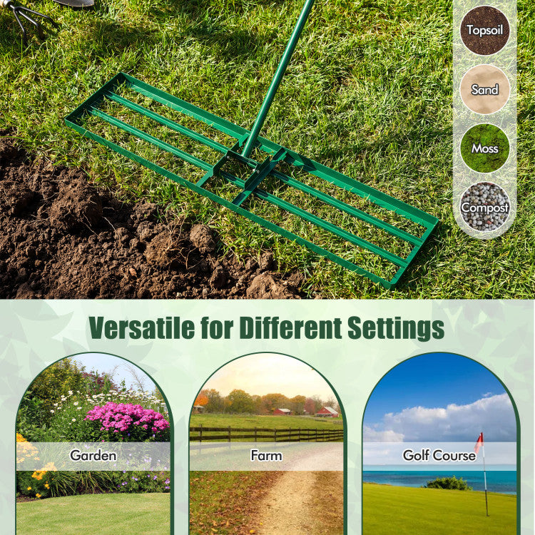 42 x 10 Inch Lawn Leveling Rake with Ergonomic Handle