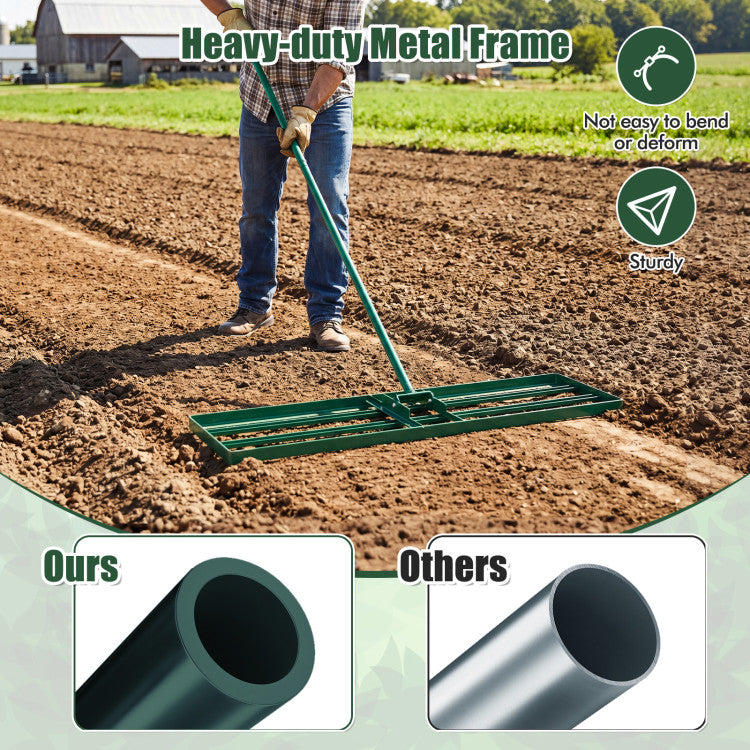 42 x 10 Inch Lawn Leveling Rake with Ergonomic Handle