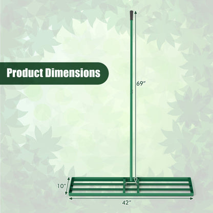 42 x 10 Inch Lawn Leveling Rake with Ergonomic Handle
