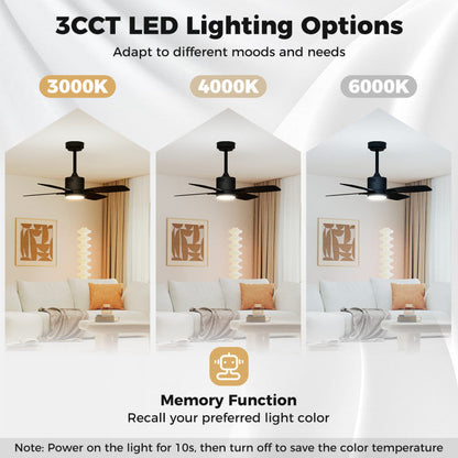 42inch Ceiling Fan with Light and Remote 3CCT LED with Memory 4H Timer 6 Speeds