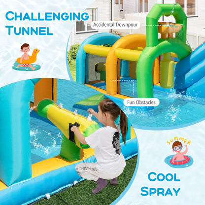 Inflatable Water Slide Tropical Theme Dual Slide Aqua Park Blower Excluded
