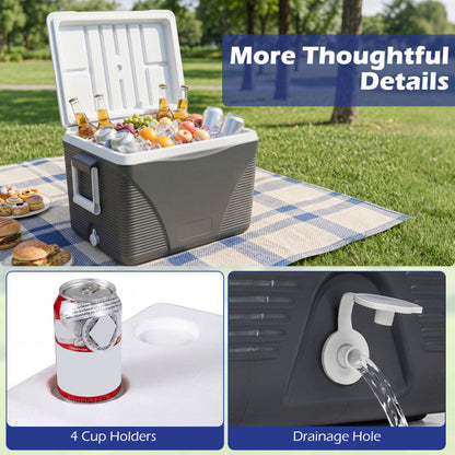 43.3 Quart Portable Hard Coolerwith Handles and 4 Cup Holders
