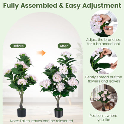 43.5" Artificial Hydrangea Tree 2 Pack