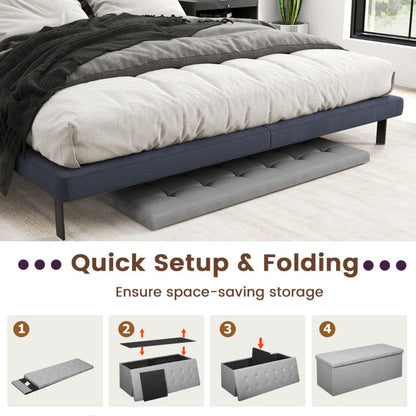 43 Inches Folding Storage Ottoman Bench Linen End of Bed Bench with Padded Seat
