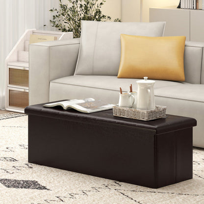 43 Inches Folding Storage Ottoman Bench Foot Rest Stool End of Bed Bench