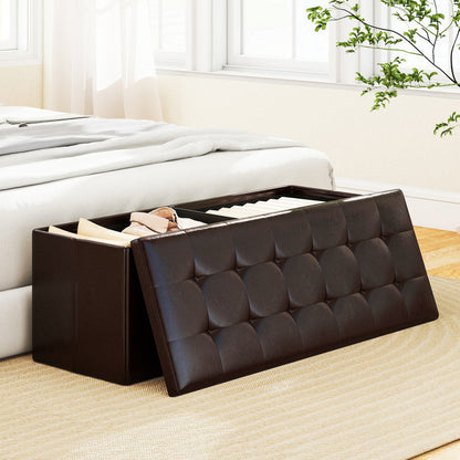 43 Inches Folding Storage Ottoman Bench Foot Rest Stool End of Bed Bench