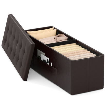 43 Inches Folding Storage Ottoman Bench Foot Rest Stool End of Bed Bench