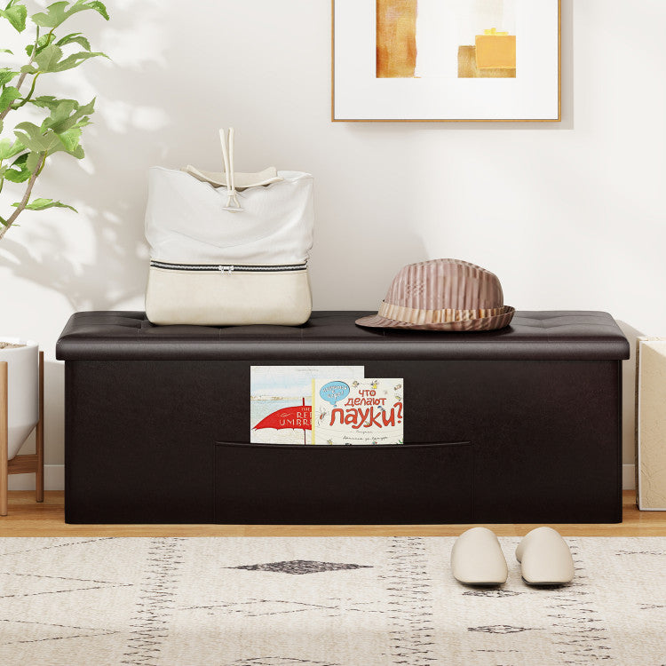 43 Inches Folding Storage Ottoman Bench Foot Rest Stool End of Bed Bench