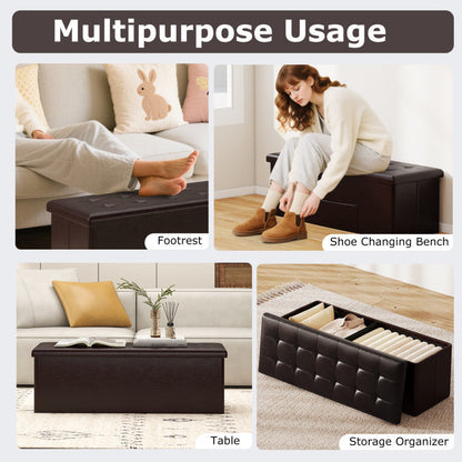43 Inches Folding Storage Ottoman Bench Foot Rest Stool End of Bed Bench