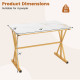 44 Inches Sintered Stone Dining Table with Metal Frame and Faux Marble Tabletop