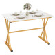 44 Inches Sintered Stone Dining Table with Metal Frame and Faux Marble Tabletop