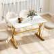 44 Inches Sintered Stone Dining Table with Metal Frame and Faux Marble Tabletop