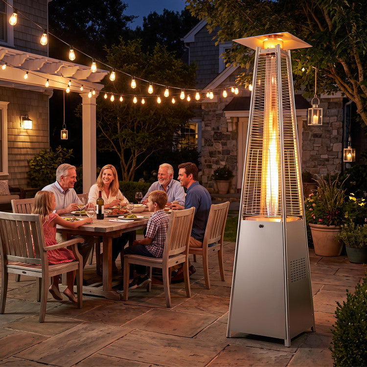 45000 BTU Pyramid Patio Heater with Zippered Cover Triple Safety Protection and wheels
