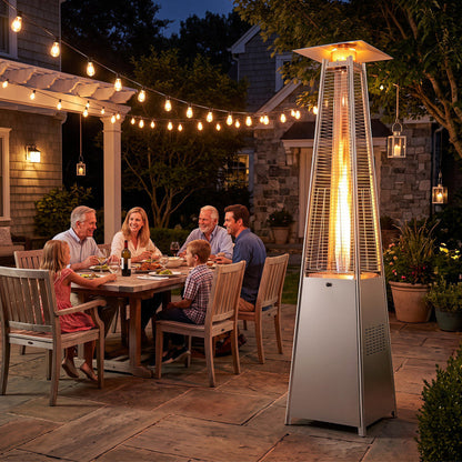 45000 BTU Pyramid Patio Heater with Zippered Cover Triple Safety Protection and wheels