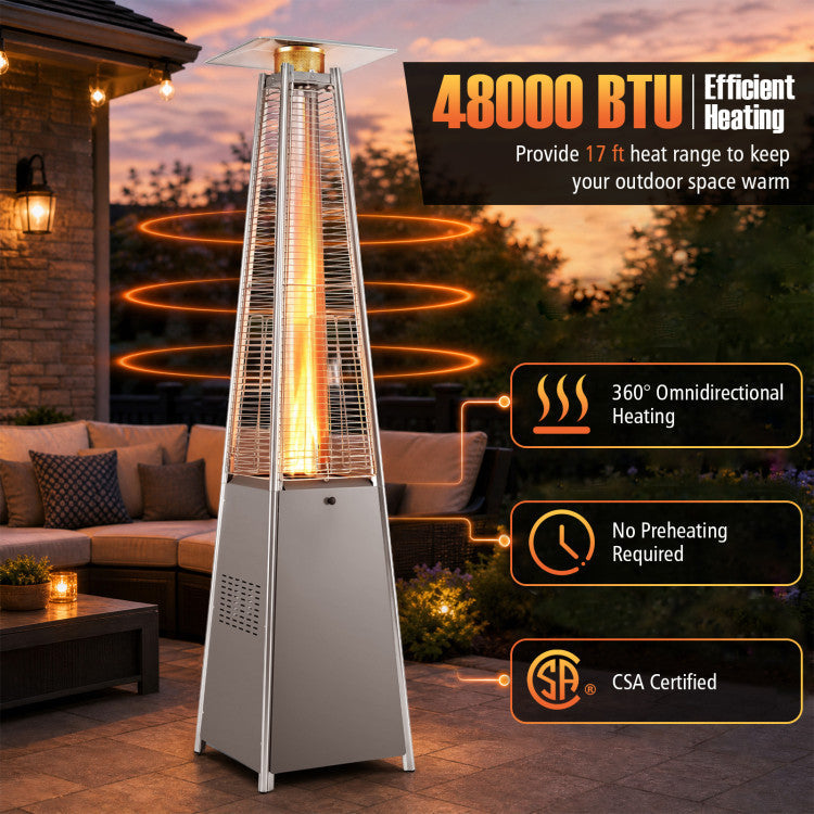 45000 BTU Pyramid Patio Heater with Zippered Cover Triple Safety Protection and wheels