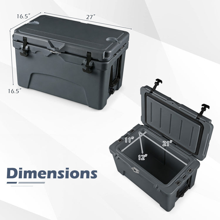 45 Quart Portable Hard Cooler Insulated Ice Chest Keeps Cool for up to 6 Days
