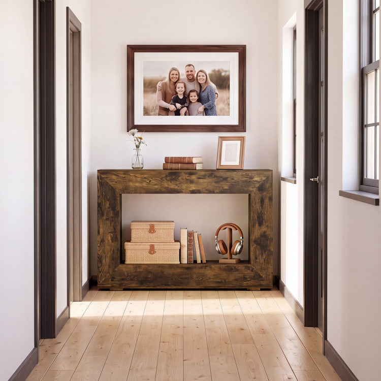 47" 2-Tier Farmhouse Console Table with Open Storage Shelf for Living Room