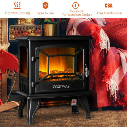 17 Inch Freestanding Electric Stove Fireplace Heater with 3 Side View