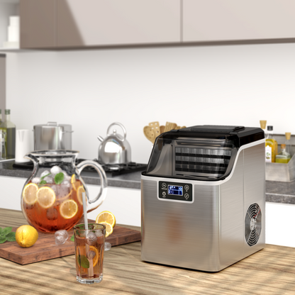 Portable Countertop Ice Maker with Ice Scoop and Basket