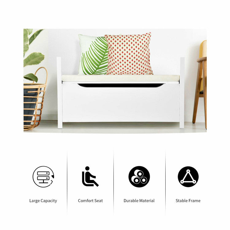 34.5 x 15.5 x 19.5 Inch Shoe Storage Bench with Cushion Seat