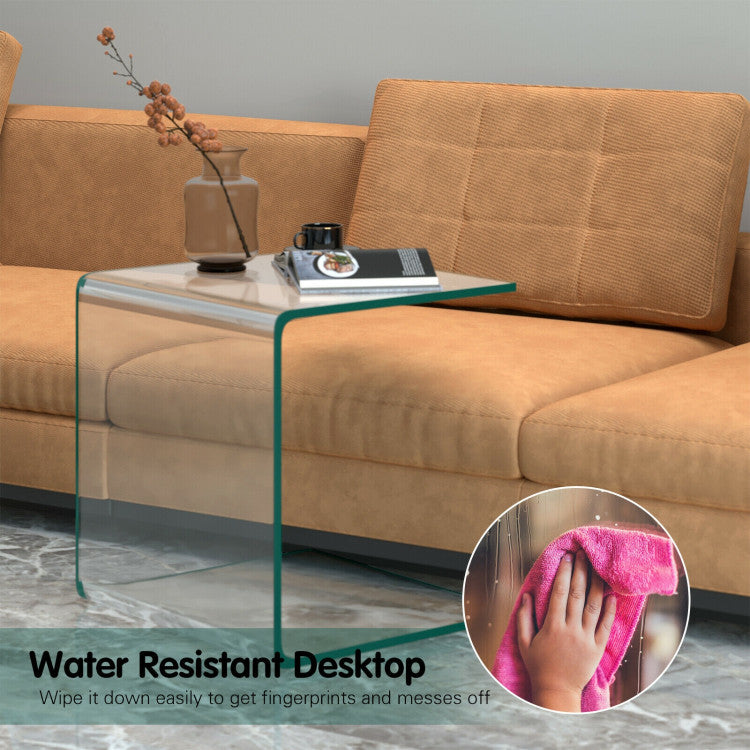 16 Inch Tempered Waterfall End Table with non-Slip Pad