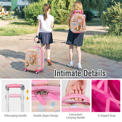 2 Pieces 12 Inch 18 Inch Kids Luggage Set with Backpack and Suitcase for Travel