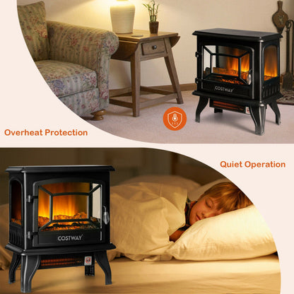 17 Inch Freestanding Electric Stove Fireplace Heater with 3 Side View