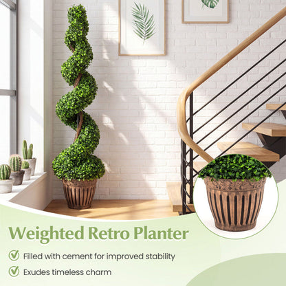 4 Feet Artificial Boxwood Spiral Green Leaves Tree