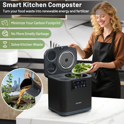 4 L Electric Composter with Lid and LED Display for Kitchen
