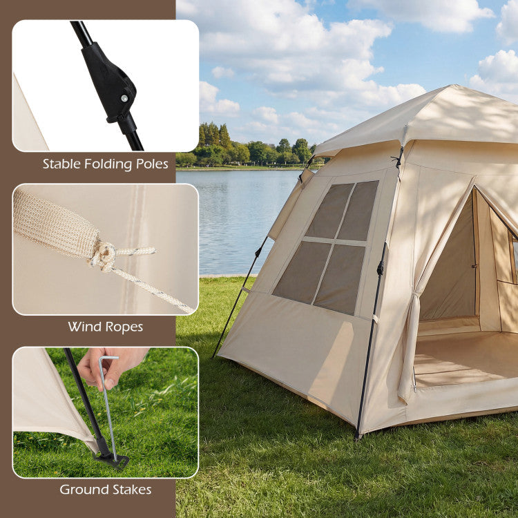 4 Person Camping Tent Portable Automatic Easy Setup with Rainfly and 2 Doors