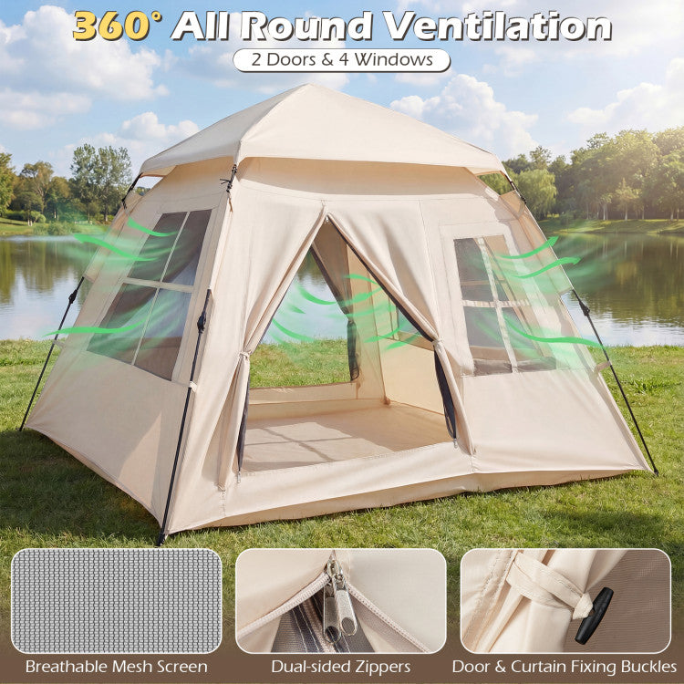 4 Person Camping Tent Portable Automatic Easy Setup with Rainfly and 2 Doors