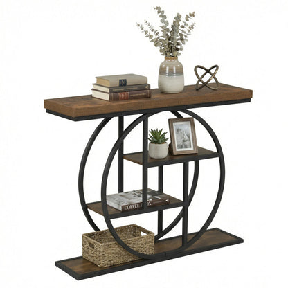 4-Tier Console Table 41 Inches Entryway Table with Storage Shelves