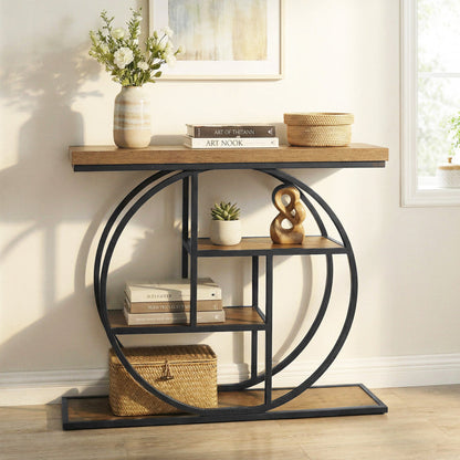 4-Tier Console Table 41 Inches Entryway Table with Storage Shelves