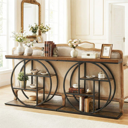 4-Tier Console Table 41 Inches Entryway Table with Storage Shelves
