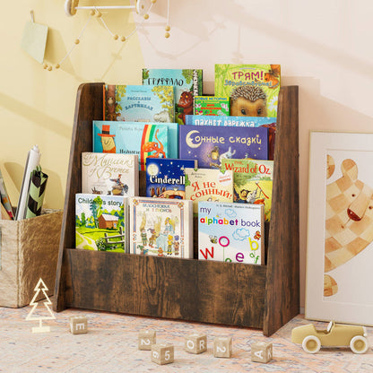 4-Tier Kids Bookshelf with Deep Compartments for Bedroom