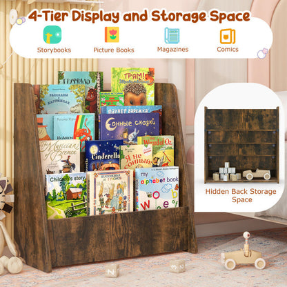 4-Tier Kids Bookshelf with Deep Compartments for Bedroom
