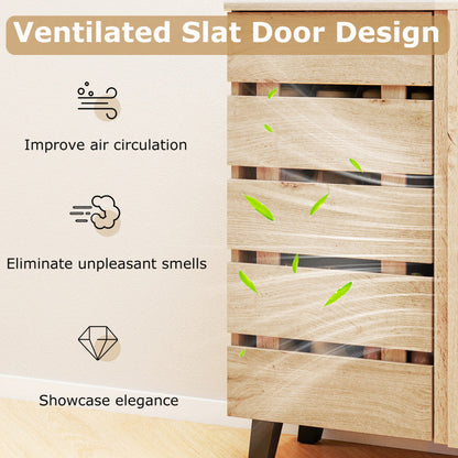 4-Tier Shoe Cabinet 2-Door Storage Organizer with Louvered Door