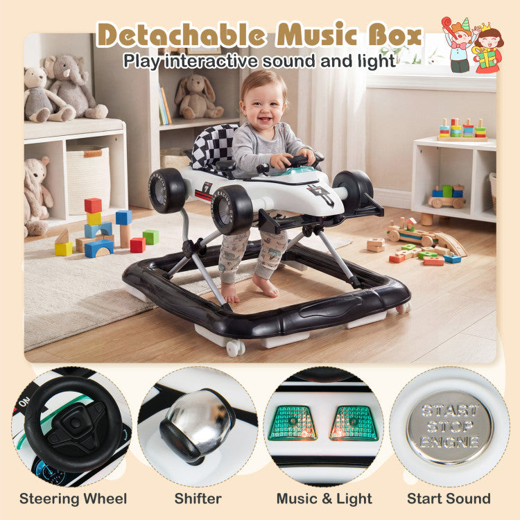 4-in-1 Baby Push Walker Activity Center Height Adjustable with Music Box