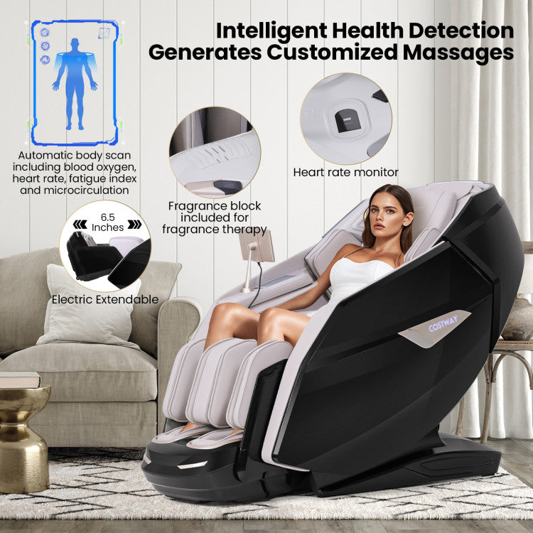 Kenzo 41-7D Dual Roller System Flexible Track Zero Gravity Full Body Massage Chair with Heart Rate Monitor and Health Detecti