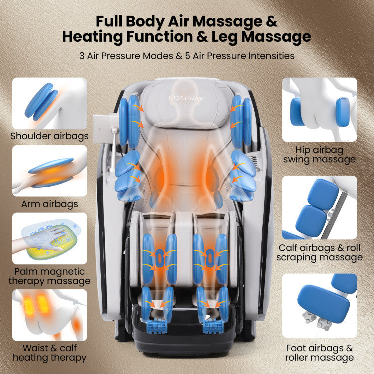 Kenzo 41-7D Dual Roller System Flexible Track Zero Gravity Full Body Massage Chair with Heart Rate Monitor and Health Detecti