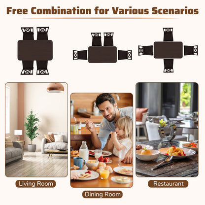 5-Piece Dining Table Set with Wide Tabletop and Rubber Wood Legs