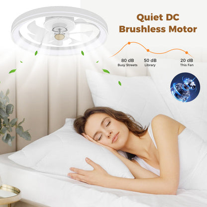 19 Inch Ceiling Fan Low Profile Flush Mount Fan with 3000-6500K Dimmable LED