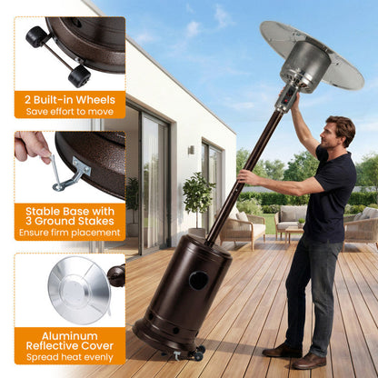 50,000 BTU Patio Propane Gas Heater with Stainless Steel Burner