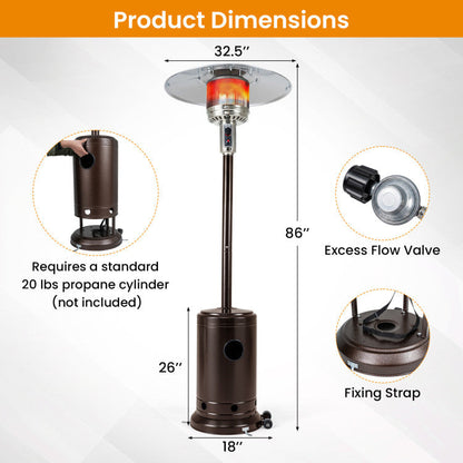 50,000 BTU Patio Propane Gas Heater with Stainless Steel Burner