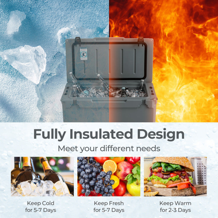 50 QT Rotomolded Cooler Insulated Portable Ice Chest with Integrated Cup Holders